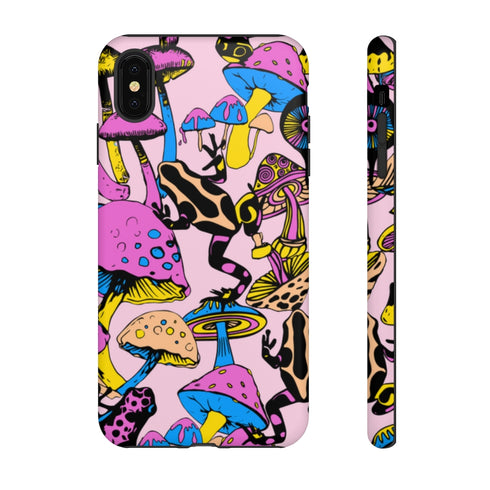 Magic Mushrooms and Frogs Phone Case in Pastel
